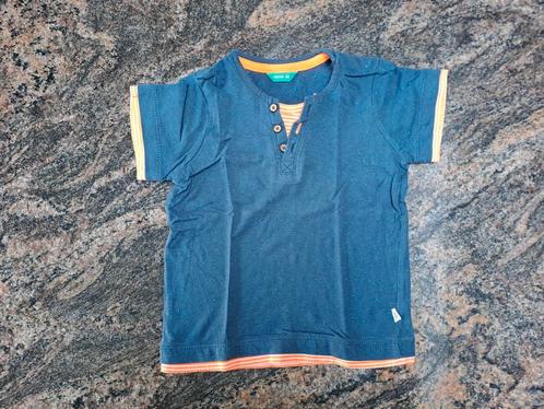 Mt 86 Blauwe T-shirt met Oranje en wit gestreepte randen, Kinderen en Baby's, Babykleding | Maat 86, Gebruikt, Jongetje, Shirtje of Longsleeve