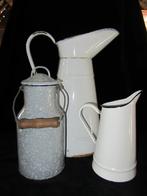 Anciens pots émaillés: 2 cruches et 1 pot à lait!, Enlèvement, Utilisé, Intérieur, Métal