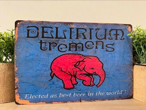 Metalen reclamebord Delirium, Verzamelen, Biermerken, Nieuw, Reclamebord, Plaat of Schild, Ophalen of Verzenden