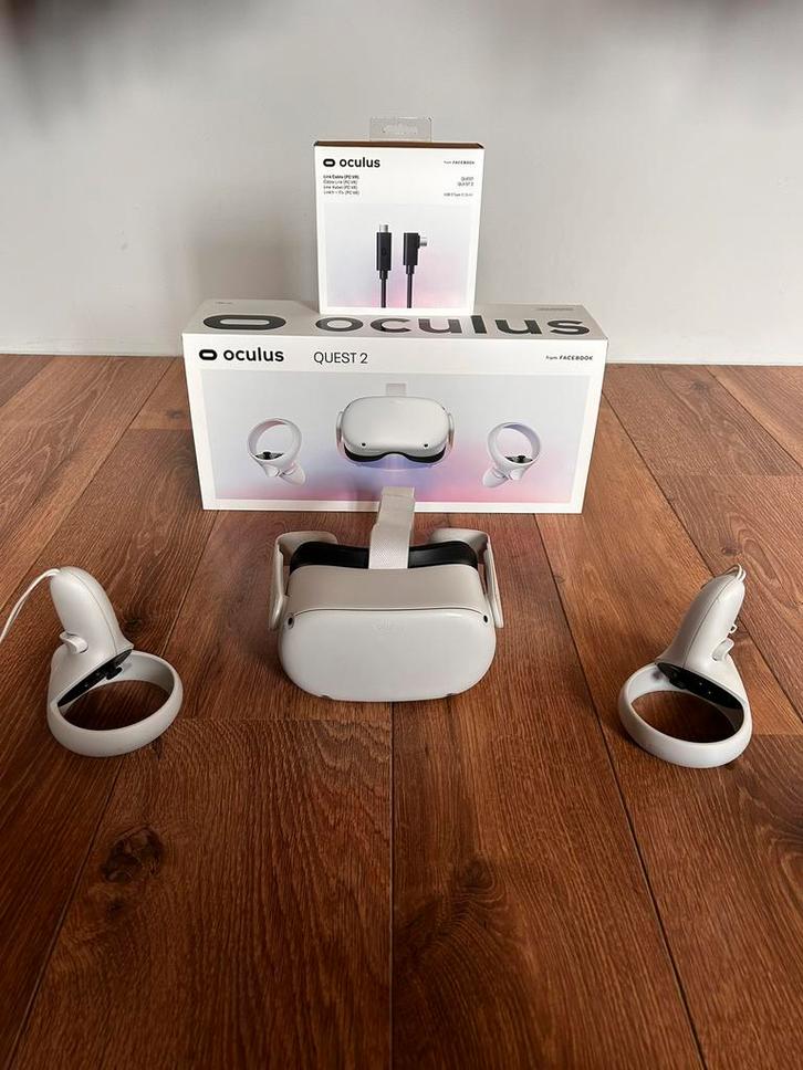 Oculus Quest 2 – 64 Go + Câble Oculus Link Officiel, Games en Spelcomputers, Virtual Reality, Zo goed als nieuw, Pc, VR-bril, Ophalen of Verzenden