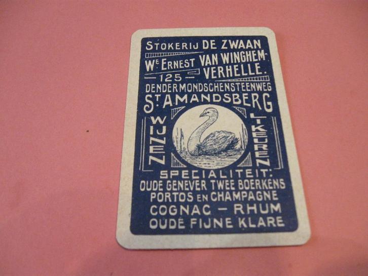 Oude speelkaart Stokerij De Zwaan , St. Amandsberg (134), Verzamelen, Speelkaarten, Jokers en Kwartetten, Zo goed als nieuw, Speelkaart(en)