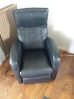 fauteuil relax électrique noir en cuir véritable, Comme neuf, Enlèvement ou Envoi