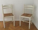 Set Twee Vintage Houten Stoelen met Rieten Zitting  15€/set, Ophalen