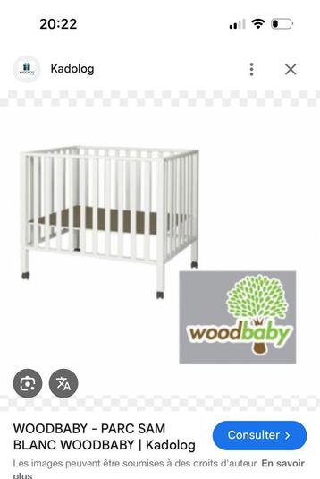 Parc Pericles Woodbaby Sam blanc, Enlèvement, Comme neuf
