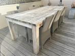 Terrastafel + 6 stoelen + 2 ligbedden GRATIS, Tuin en Terras, Ophalen, Zo goed als nieuw, Rechthoekig, Hout