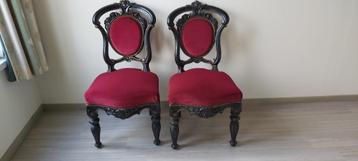 lot de 2 chaises anciennes/assise en velours