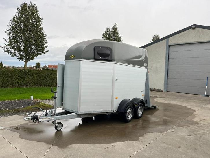 Te huur: Aluminium Tweepaardstrailer, Dieren en Toebehoren, Paarden en Pony's | Trailers en Aanhangwagens, Zo goed als nieuw, 2-paards trailer