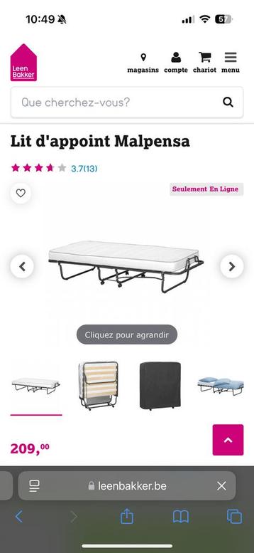 Lit d'appoint Malpensa 90x200x29 cm beschikbaar voor biedingen