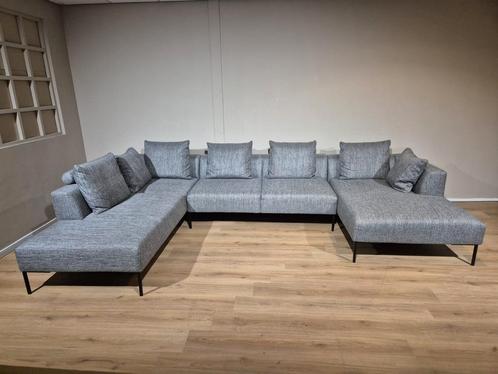 Montel Sava U - Hoekbank - Grijs - Stof - Design - Elementen, Huis en Inrichting, Zetels | Zetels en Chaises Longues, Zo goed als nieuw