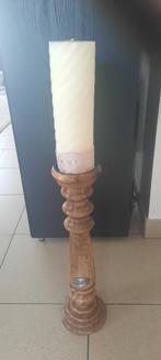 Houten kandelaar met kaars, beide Riverdale., Ophalen, Nieuw, Kandelaar, Hout