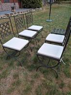 6 bruine metalen inklapbare tuinstoelen, Tuin en Terras, Tuinstoelen, Ophalen, Gebruikt