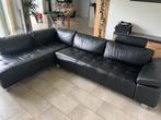 Henders en Hazel zwart leren zetel, Huis en Inrichting, Zetels | Zetels, Ophalen, 250 tot 300 cm, Gebruikt, Zwart leder