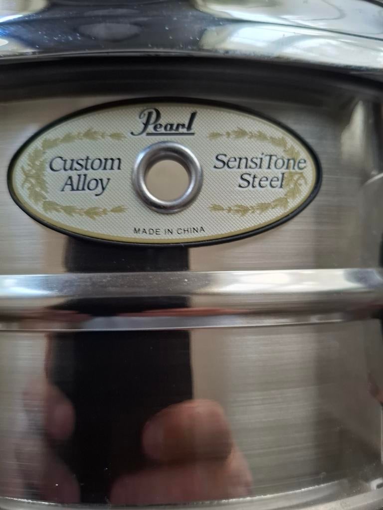 Pearl sensitone custom alloy steel snare drum voor drumstel, Ophalen, Zo goed als nieuw