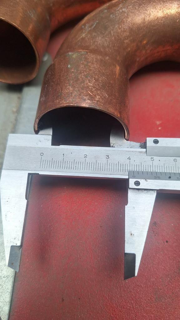 Lot koperen soldeerbochten 90º, Ø42 & Ø35, Ophalen, Overige materialen, Bochten, Zo goed als nieuw