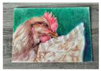 Realistisch portret kip, Antiek en Kunst, Kunst | Schilderijen | Modern, Ophalen