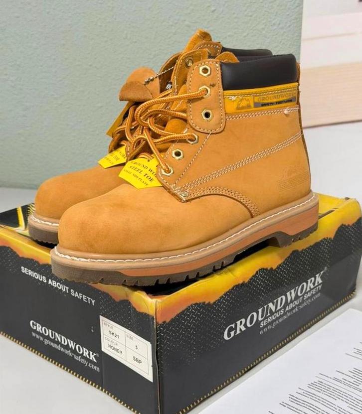 Chaussures de sécurité à bout en acier miel Groundwork SK21, Bricolage & Construction, Vêtements de sécurité, Neuf, Enlèvement ou Envoi