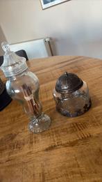 Opzet pot met zilver deksel en glazen pot, Enlèvement ou Envoi, Comme neuf