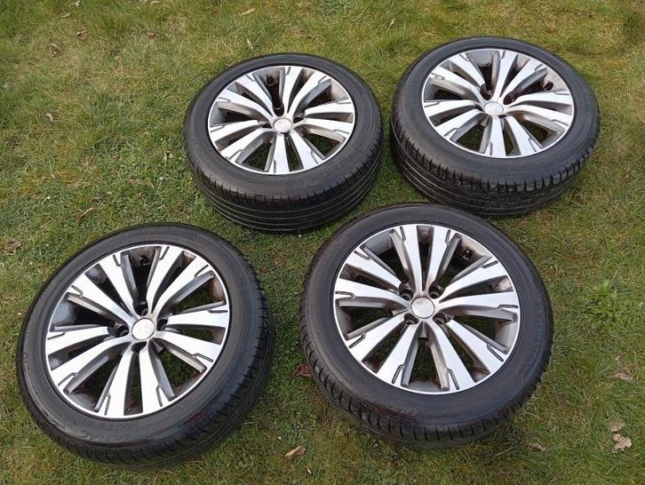 4 jantes  + 4 pneus Peugeot, Auto-onderdelen, Banden en Velgen, Banden en Velgen, Zomerbanden, 17 inch, 225 mm, Personenwagen