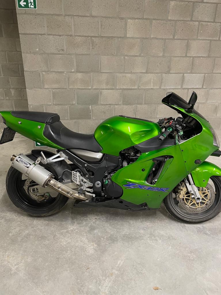 Prachtige Kawasaki ZX12R Ninja groene kleur, Motos, Permis Moto A, Occasion, Plus de 35 kW, Échappement sport
