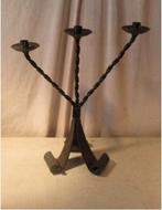 Antieke Metalen Kandelaar voor 3 Kaarsen - 49cm, Antiek en Kunst, Ophalen of Verzenden, Overige materialen