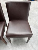 6 Bruine Lederen Eetkamer stoelen, Huis en Inrichting, Stoelen, Ophalen, Bruin, Leer, Zo goed als nieuw