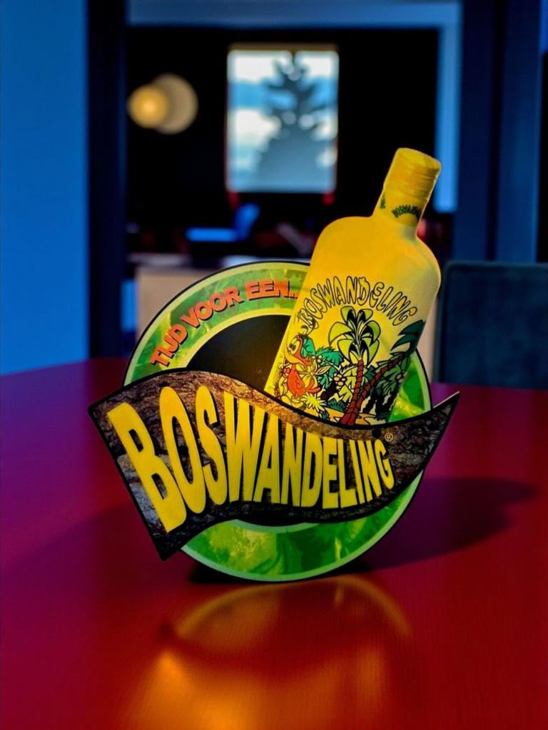 Lichtbakje, lichtbak, lichtreclame van Boswandeling likeur., Ophalen of Verzenden, Gebruikt, Lichtbak of (neon) lamp