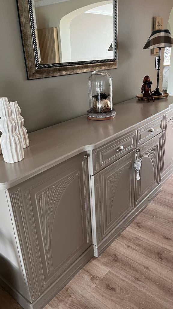 Dressoir beige/taupe h90 x lengte 237 x breedte 55, Ophalen, 200 cm of meer, Overige houtsoorten, Landelijk