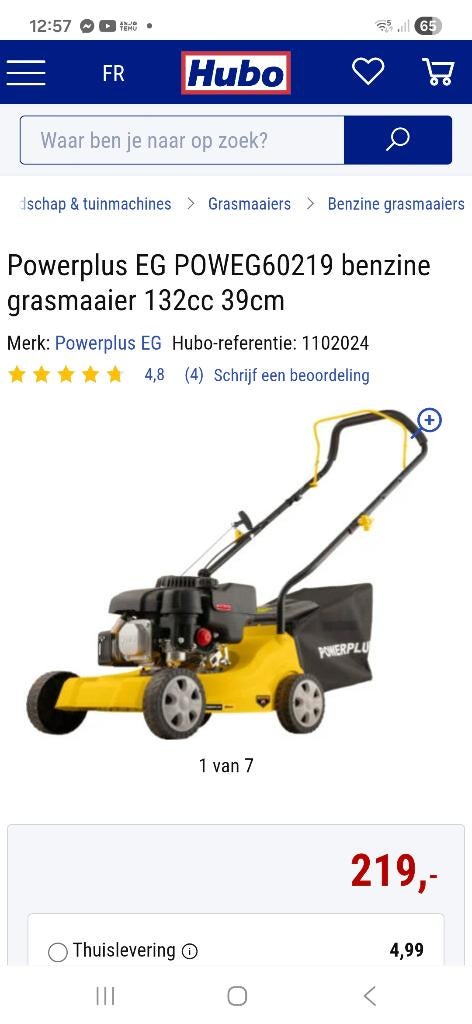 Grasmaaier op benzine, Tuin en Terras, Grasmaaiers, Ophalen, Zo goed als nieuw, Opvangbak, Benzine-grasmaaier