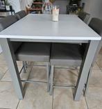 Table haute à manger et 4 chaises cuir gris, Maison & Meubles, Enlèvement, Utilisé