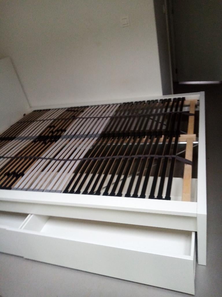 Bed 140 x 200, Ophalen, Wit, Tweepersoons, 140 cm