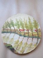 Klein rond oud schilderijtje op hout, Ophalen