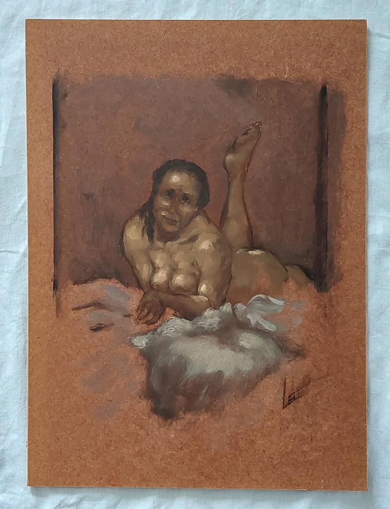 Peinture/Étude de nu allongé - Peinture à l'huile, Enlèvement ou Envoi