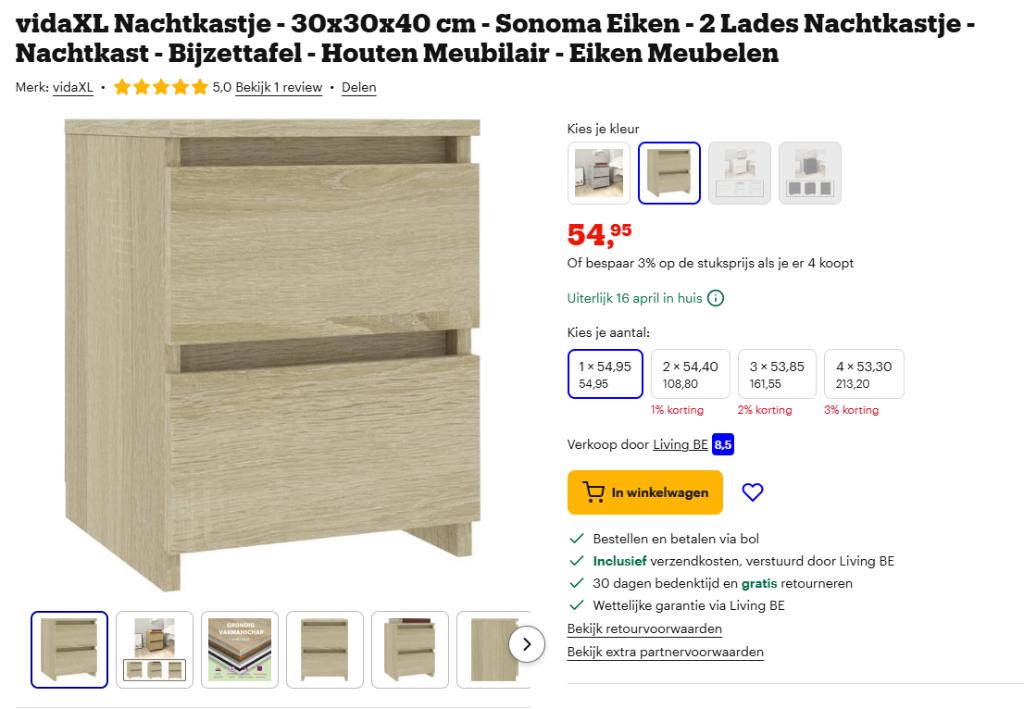 2 nachtkastjes 30x30x40 Sonoma Eiken 2 lades NIEUW, Ophalen, Minder dan 45 cm, Nieuw, Minder dan 55 cm