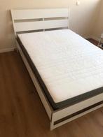 Tweepersoonsbed te koop - 140x200 cm (regio Antwerpen), Huis en Inrichting, Ophalen, Wit, 140 cm, Zo goed als nieuw