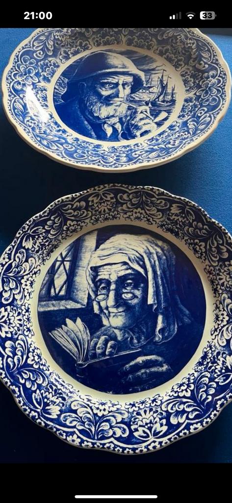 3 mooie  borden Delfst Boch en Villeroy en Boch, Antiek en Kunst, Antiek | Wandborden en Tegels, Ophalen of Verzenden