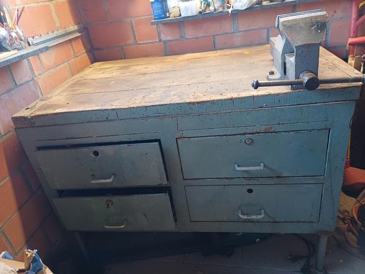 Robuste werkbank metdemonterrbare poten M12-14, Huis en Inrichting, Kasten | Dressoirs, Metaal, Ophalen