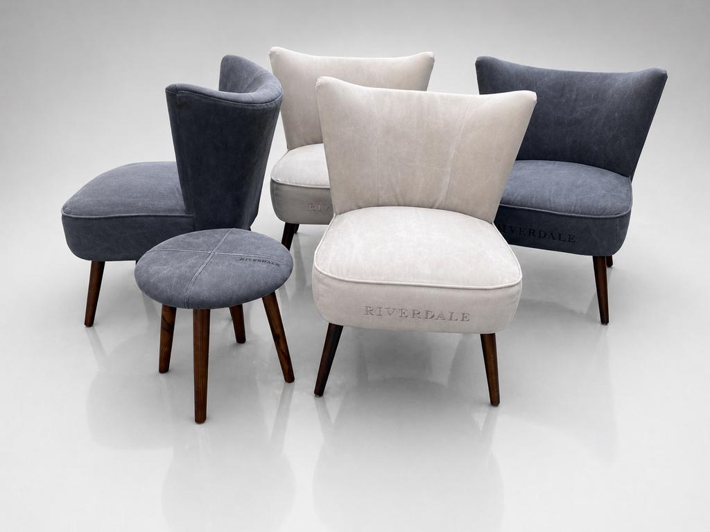 Joli ensemble de 4 Riverdales et tabouret/table, Maison & Meubles, Chaises, Enlèvement ou Envoi, Bleu