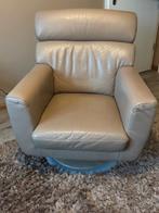 Fauteuil pivotant sur pied central cuir beige 150€, Maison & Meubles, Enlèvement, Utilisé, Cuir