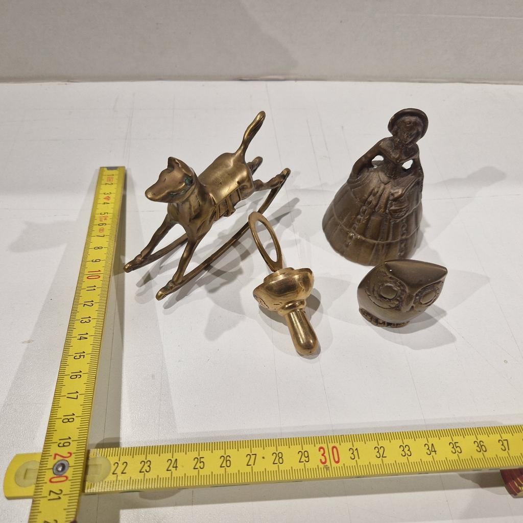 Set koperen ,  uil , bel , schommelpaard , fopspeen, Antiek en Kunst, Antiek | Brons en Koper, Koper, Ophalen of Verzenden