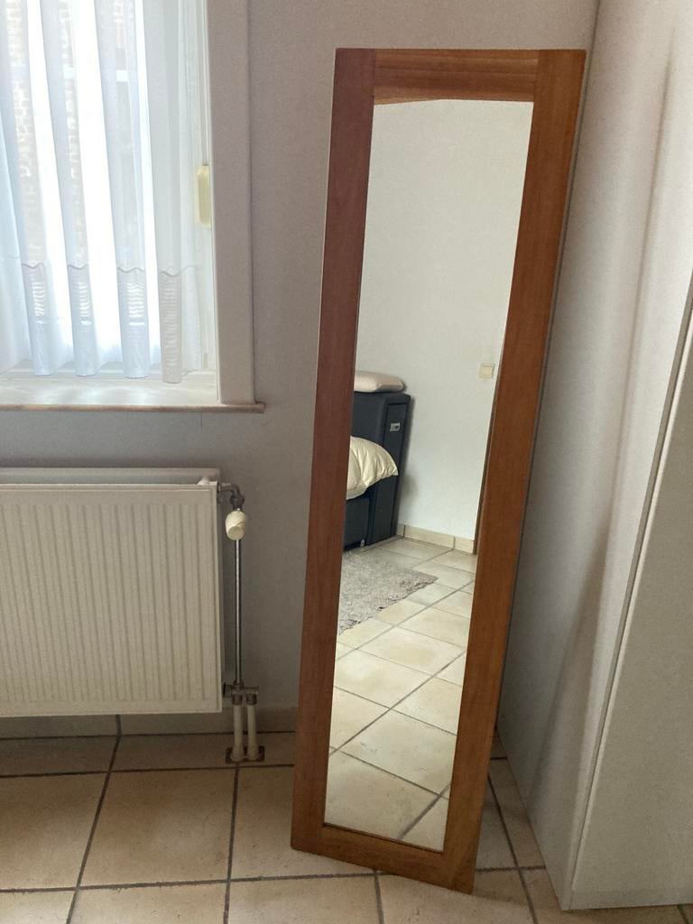 Spiegel teak, Huis en Inrichting, Woonaccessoires | Spiegels, Ophalen, Zo goed als nieuw