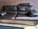 Lederen salon, Huis en Inrichting, Ophalen, Gebruikt, Leer, Rechte bank