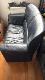 JORI 2zit donkerblauw leder, Ophalen, Gebruikt, Tweepersoons, Rechte bank