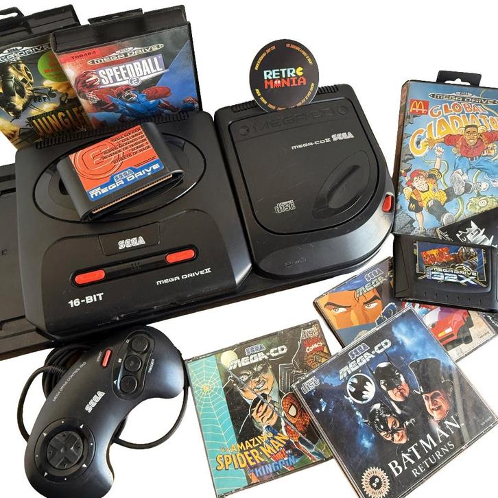 Sega Megadrive + Mega CD-console, Games en Spelcomputers, Spelcomputers | Sega, Zo goed als nieuw, Mega Drive, Met games, Ophalen of Verzenden
