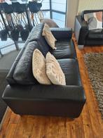 Lederen salon zwart, Huis en Inrichting, Zetels | Zetels, Ophalen, Gebruikt, Overige maten, Leer