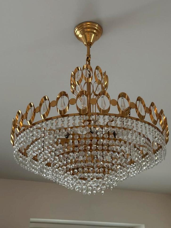 Vintage kristallen kroonluchter + 2 wandlampen, Antiek en Kunst, Antiek | Verlichting, Ophalen