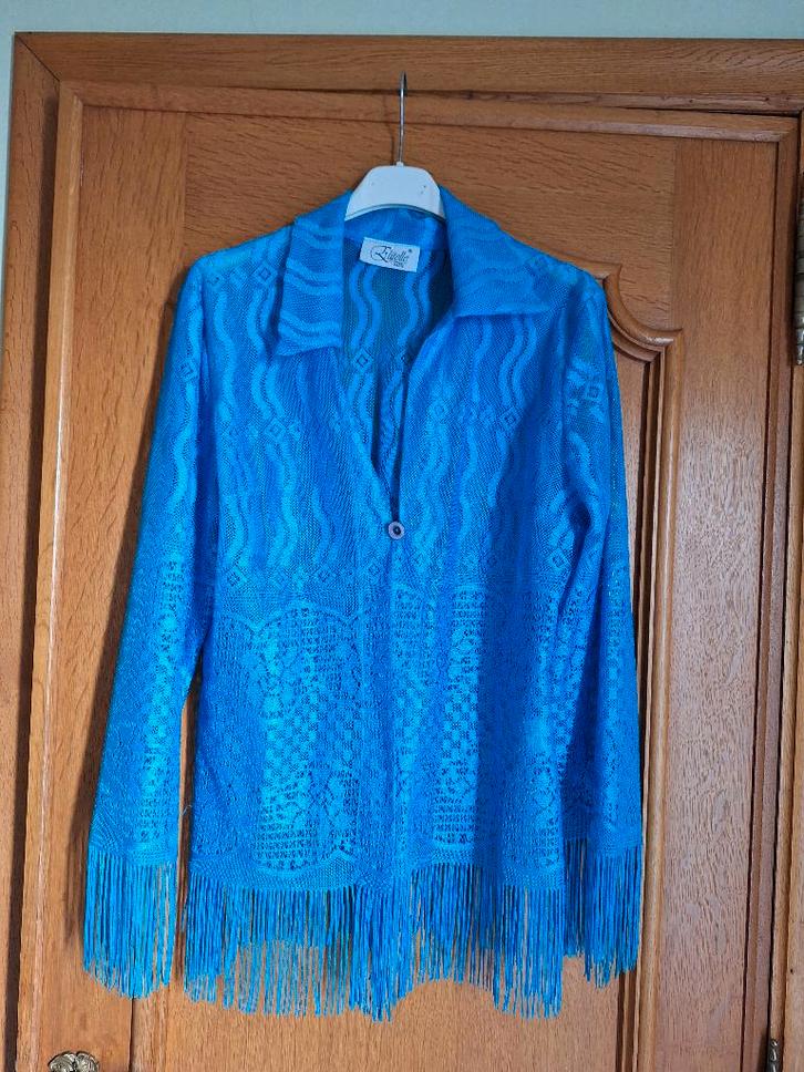 veste à franche (style charleston) bleu pétrole - T/ 40, Kleding | Dames, Carnavalskleding en Feestkleding, Zo goed als nieuw