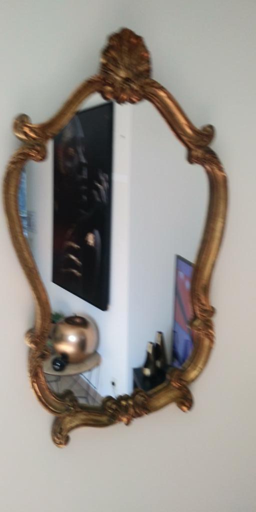 Vintage gouden spiegel Art Nouveau H80cm, Antiek en Kunst, Antiek | Spiegels, Minder dan 50 cm, Minder dan 100 cm, Ovaal, Ophalen