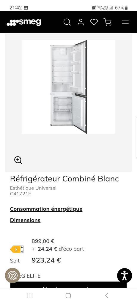 Frigo congélateur SMEG encastrable neuve, Elektronische apparatuur, Koelkasten en IJskasten, Ophalen