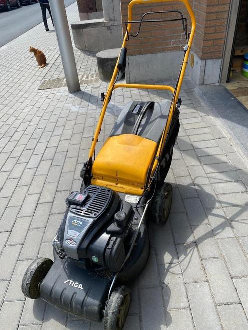 grasmachine benzine stiga briggs en stratton, Tuin en Terras, Grasmaaiers, Gebruikt, Benzine-grasmaaier, Elektrische starter, Opvangzak