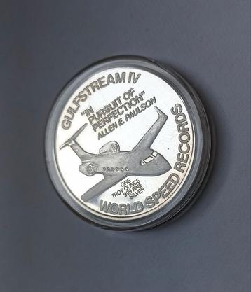 Rare médaille commémorative Gulfstream IV en argent